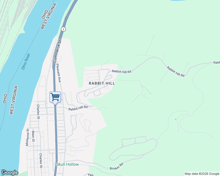 map of restaurants, bars, coffee shops, grocery stores, and more near 78 Riverview Drive in Wellsburg
