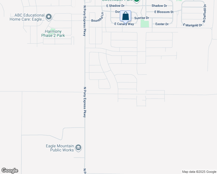 map of restaurants, bars, coffee shops, grocery stores, and more near Pony Express Parkway in Eagle Mountain