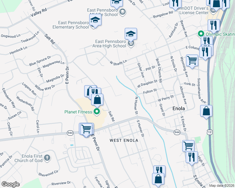 map of restaurants, bars, coffee shops, grocery stores, and more near 94 Pepper Avenue in Enola