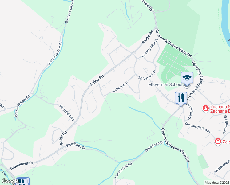 map of restaurants, bars, coffee shops, grocery stores, and more near 2216 Lebanon Drive in McKeesport