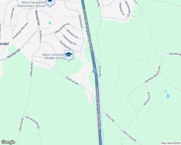 map of restaurants, bars, coffee shops, grocery stores, and more near 4236 Stratford Drive in Irwin