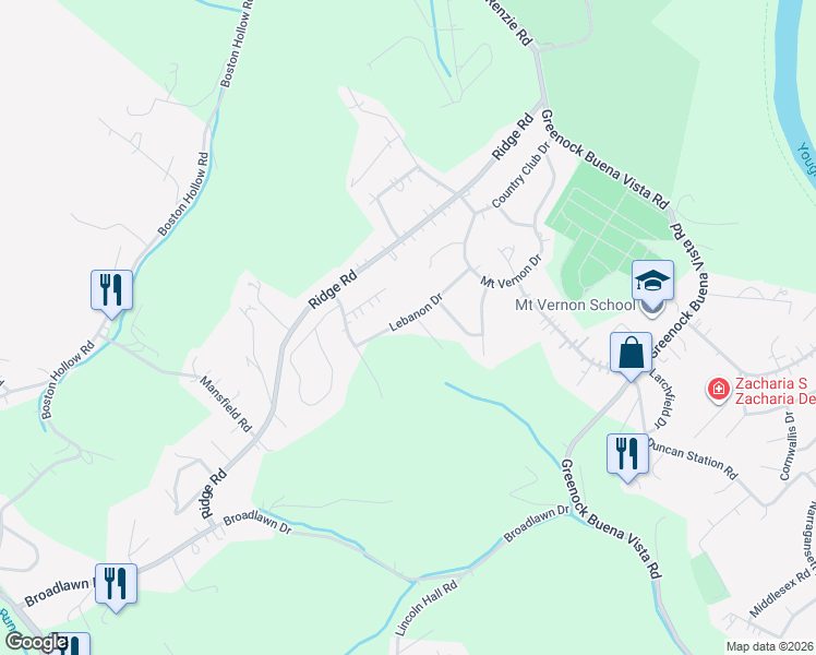 map of restaurants, bars, coffee shops, grocery stores, and more near 2205 Lebanon Drive in McKeesport