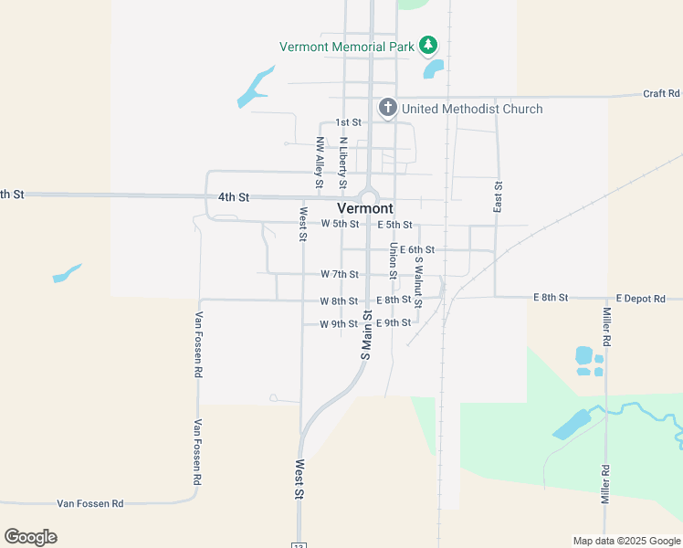 map of restaurants, bars, coffee shops, grocery stores, and more near South Liberty Street in Vermont