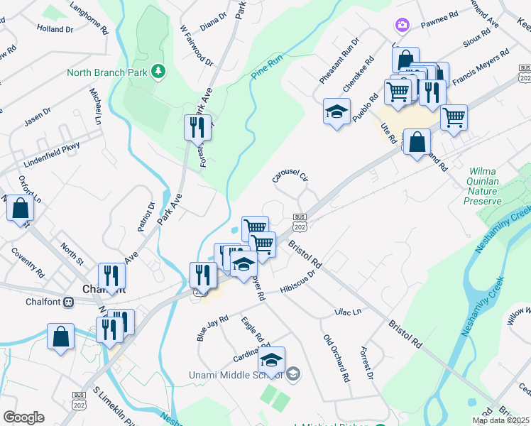 map of restaurants, bars, coffee shops, grocery stores, and more near 301 Ferris Lane in New Britain