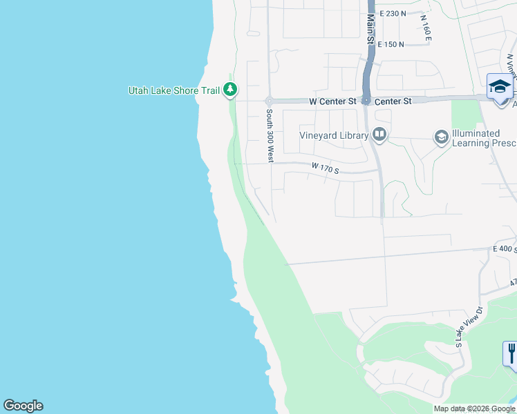 map of restaurants, bars, coffee shops, grocery stores, and more near 272 South Sunset Drive in Vineyard