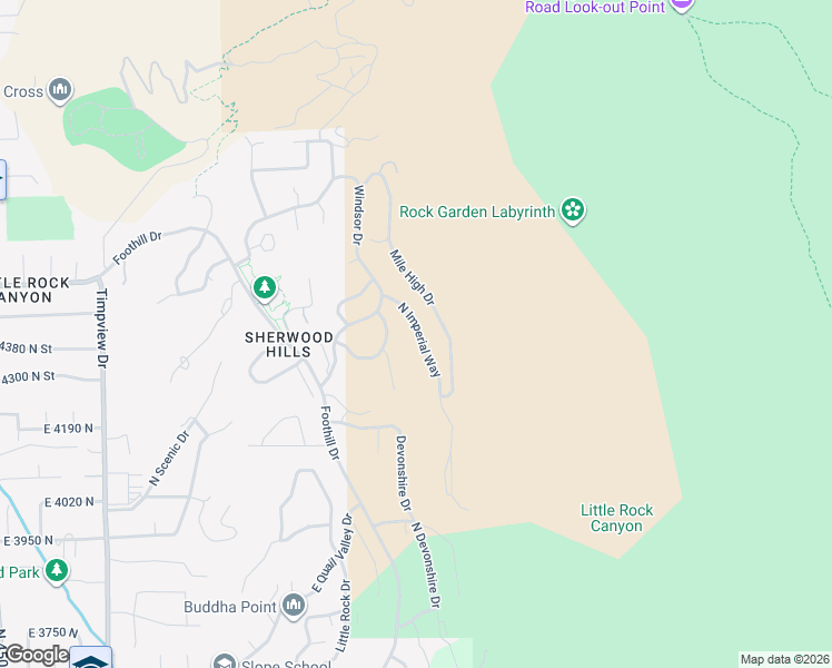map of restaurants, bars, coffee shops, grocery stores, and more near 4335 North Imperial Way in Provo
