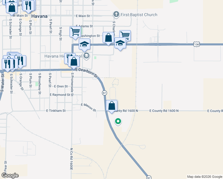 map of restaurants, bars, coffee shops, grocery stores, and more near 860 Mason Street in Havana
