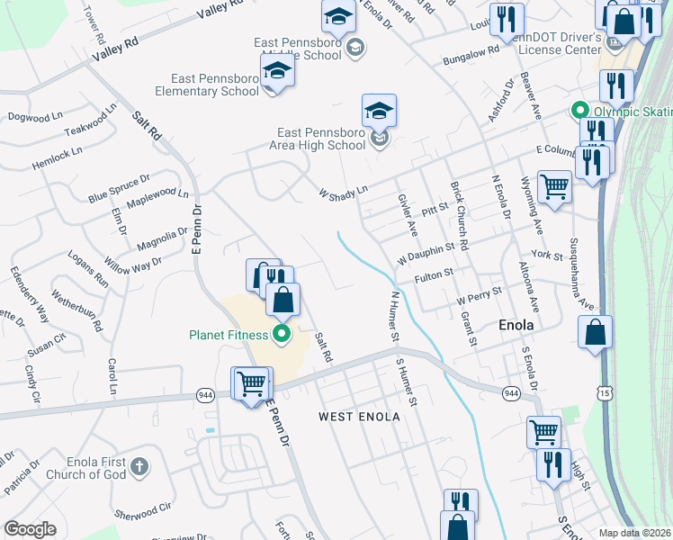 map of restaurants, bars, coffee shops, grocery stores, and more near 94 Pepper Avenue in Enola