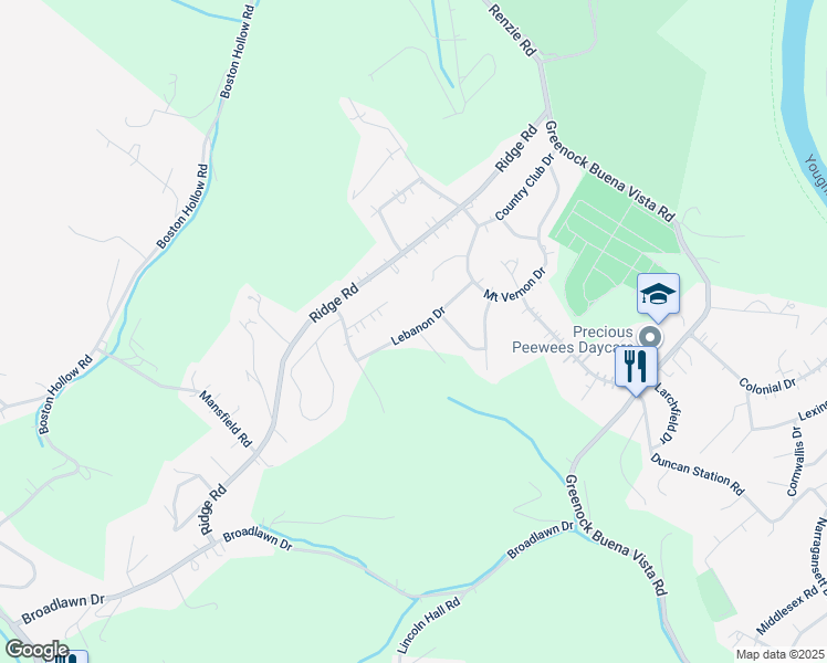 map of restaurants, bars, coffee shops, grocery stores, and more near 2205 Lebanon Drive in McKeesport