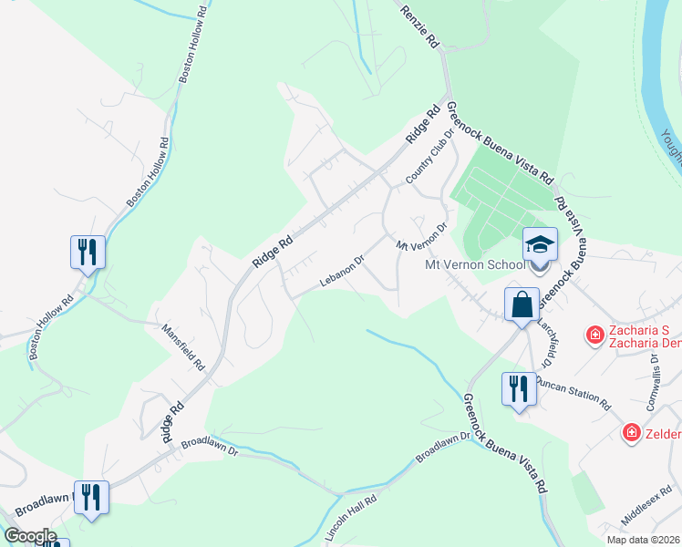 map of restaurants, bars, coffee shops, grocery stores, and more near 2205 Lebanon Drive in McKeesport