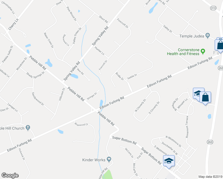 map of restaurants, bars, coffee shops, grocery stores, and more near 245 Saddle Drive in Furlong