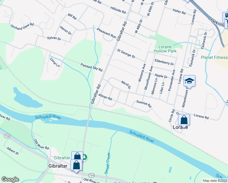 map of restaurants, bars, coffee shops, grocery stores, and more near 4711 Painted Sky Road in Reading