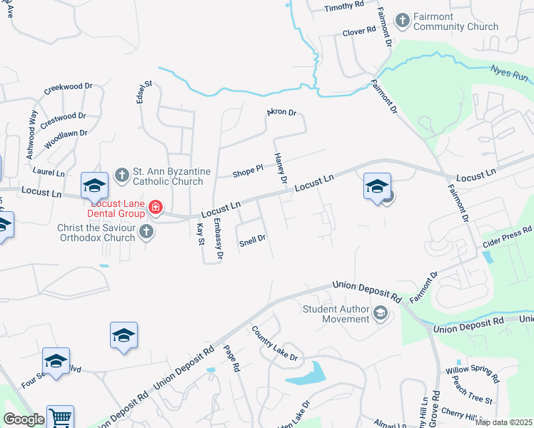 map of restaurants, bars, coffee shops, grocery stores, and more near 1511 Nittany Lane in Harrisburg