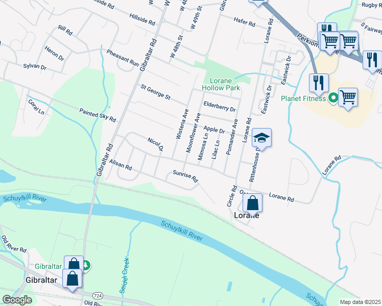 map of restaurants, bars, coffee shops, grocery stores, and more near 815 Moonflower Avenue in Reading
