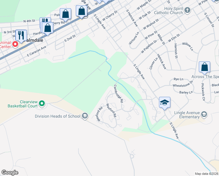 map of restaurants, bars, coffee shops, grocery stores, and more near 1821 Wexford Road in Palmyra