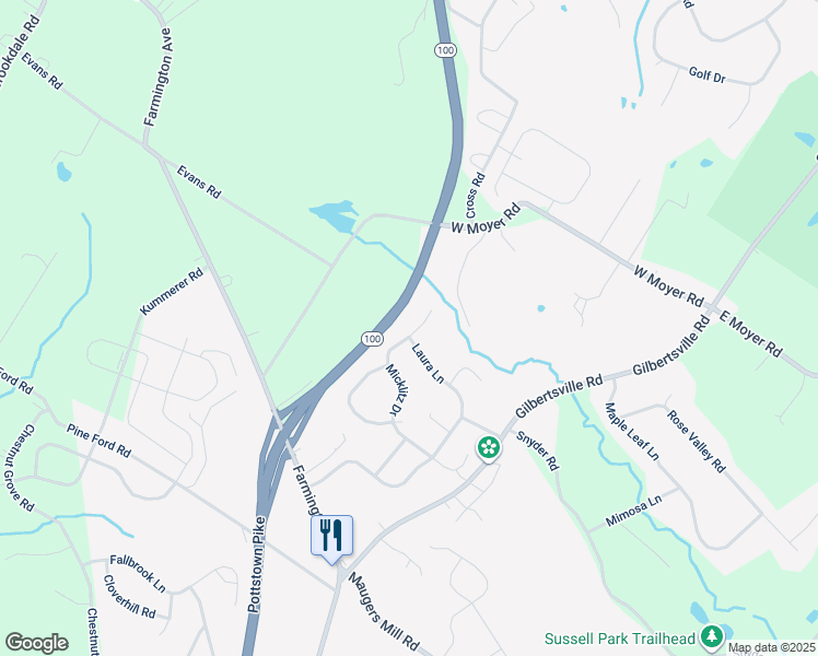 map of restaurants, bars, coffee shops, grocery stores, and more near 208 Micklitz Drive in Pottstown