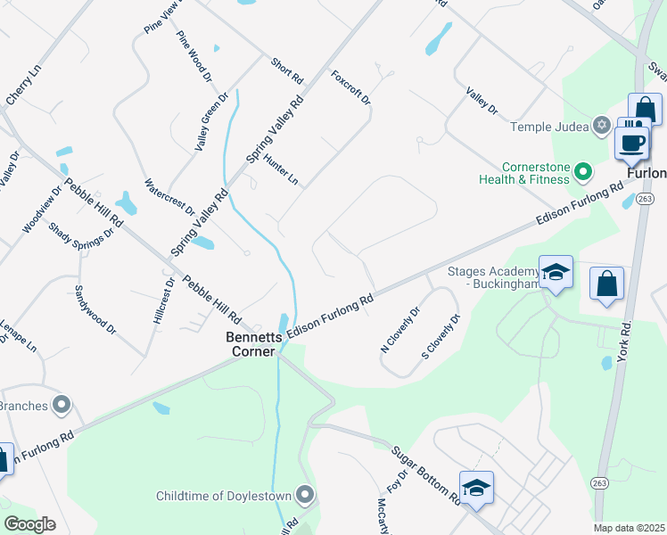 map of restaurants, bars, coffee shops, grocery stores, and more near 246 Saddle Drive in Furlong