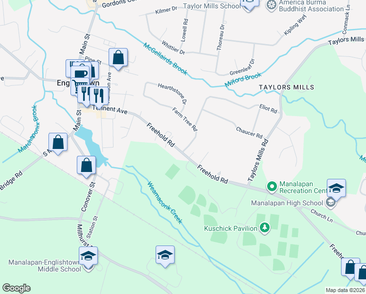 map of restaurants, bars, coffee shops, grocery stores, and more near 82 County Road 522 in Englishtown