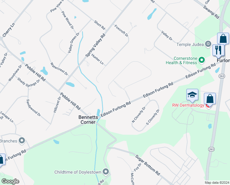 map of restaurants, bars, coffee shops, grocery stores, and more near 246 Saddle Drive in Furlong