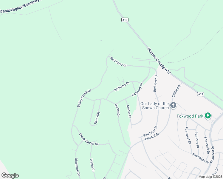 map of restaurants, bars, coffee shops, grocery stores, and more near 214 Idylberry Drive in Plumas County