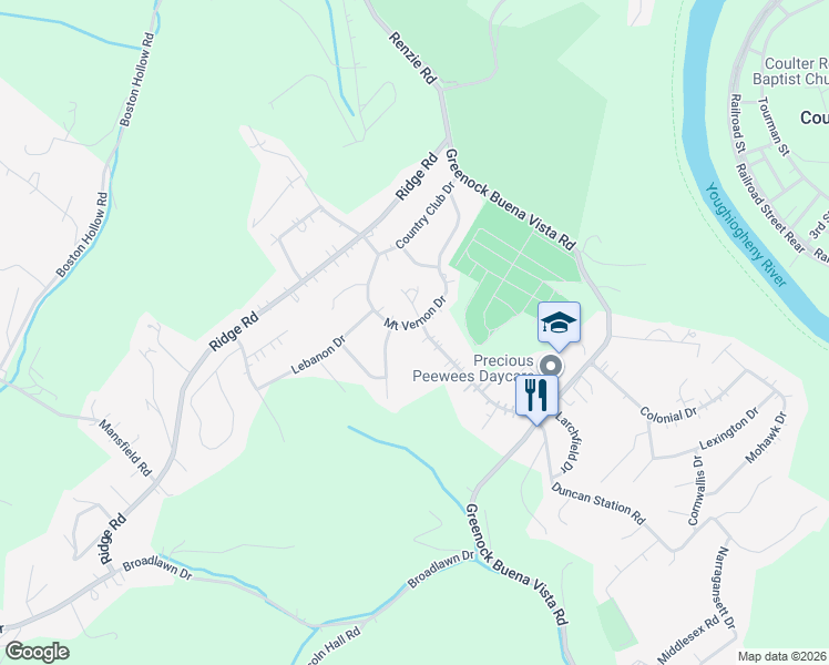 map of restaurants, bars, coffee shops, grocery stores, and more near 56 Duncan Station Road in McKeesport