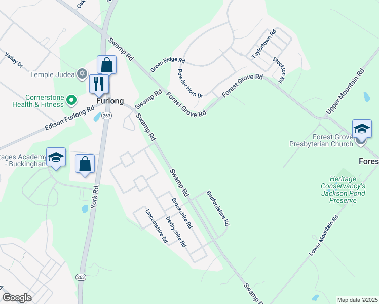 map of restaurants, bars, coffee shops, grocery stores, and more near 2209 Swamp Road in Furlong