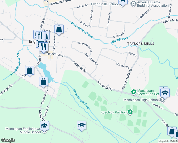 map of restaurants, bars, coffee shops, grocery stores, and more near 82 County Road 522 in Englishtown