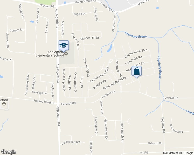 map of restaurants, bars, coffee shops, grocery stores, and more near 82 Cobblestone Boulevard in Monroe Township