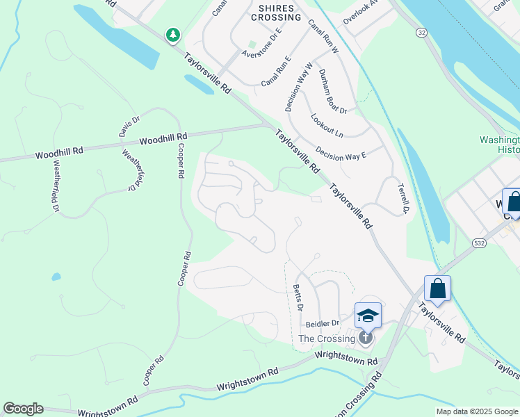 map of restaurants, bars, coffee shops, grocery stores, and more near 22 Dispatch Drive in Washington Crossing