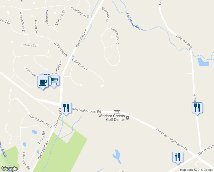 map of restaurants, bars, coffee shops, grocery stores, and more near 21 East Kincaid Drive in West Windsor Township