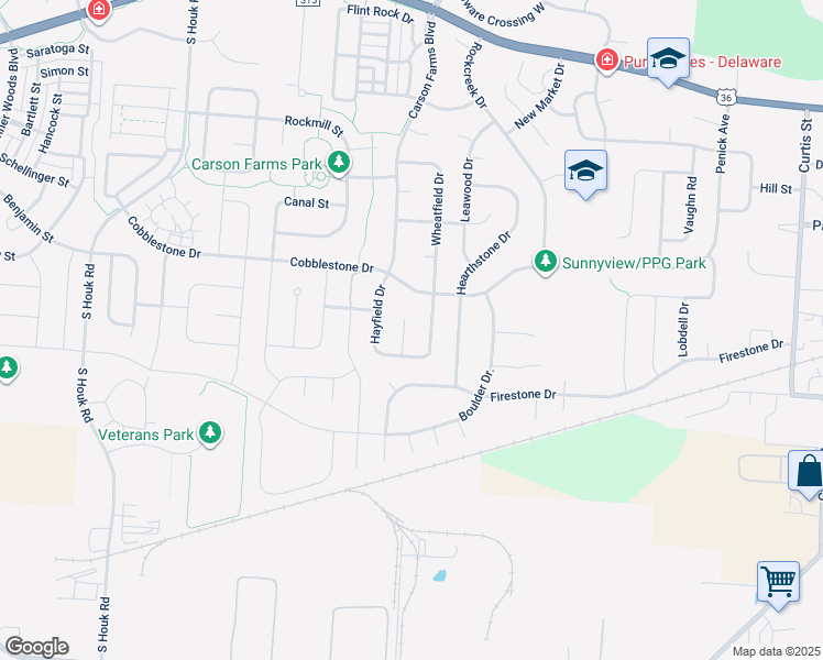 map of restaurants, bars, coffee shops, grocery stores, and more near 118 Horizon Court in Delaware
