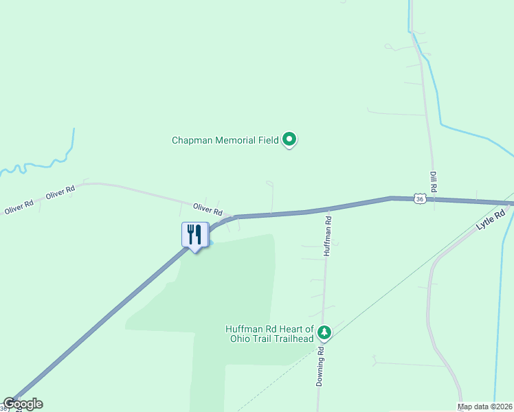 map of restaurants, bars, coffee shops, grocery stores, and more near 3131 Columbus Road in Centerburg