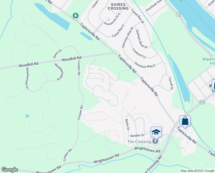 map of restaurants, bars, coffee shops, grocery stores, and more near 22 Dispatch Drive in Washington Crossing