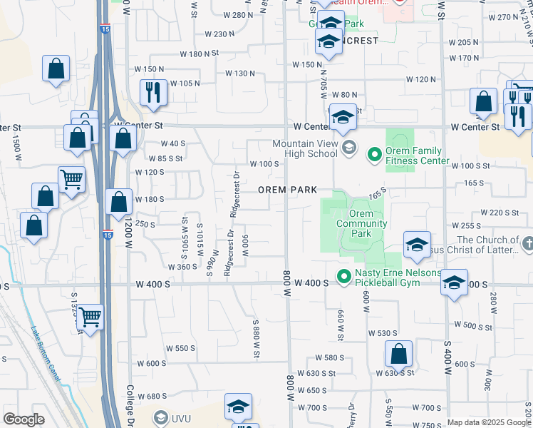 map of restaurants, bars, coffee shops, grocery stores, and more near 849 West 225 South in Orem