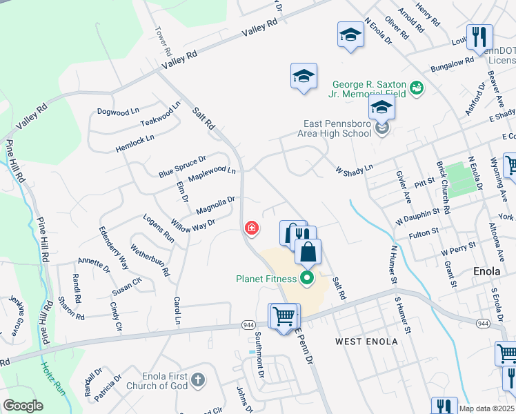 map of restaurants, bars, coffee shops, grocery stores, and more near 3 Tristan Court in Enola