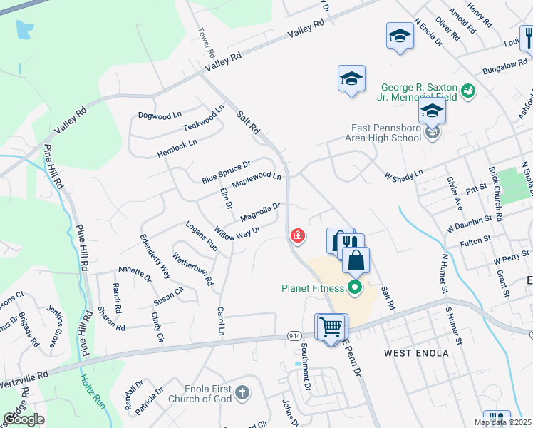 map of restaurants, bars, coffee shops, grocery stores, and more near 904 Magnolia Drive in Enola