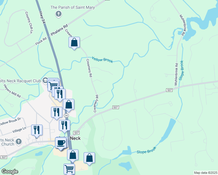 map of restaurants, bars, coffee shops, grocery stores, and more near 20 Holling Road in Colts Neck