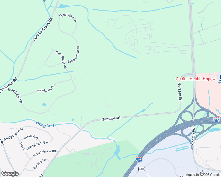 map of restaurants, bars, coffee shops, grocery stores, and more near 61 Nursery Rd in Hopewell Township