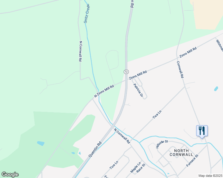 map of restaurants, bars, coffee shops, grocery stores, and more near 262 North Zinns Mill Road in Lebanon