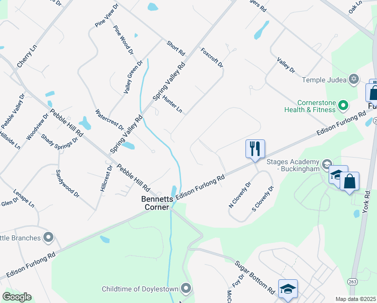 map of restaurants, bars, coffee shops, grocery stores, and more near 245 Saddle Drive in Furlong