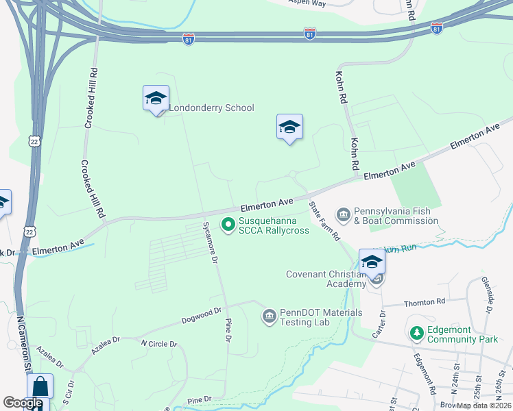 map of restaurants, bars, coffee shops, grocery stores, and more near 1500 Elmerton Avenue in Harrisburg
