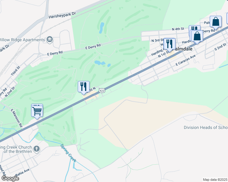 map of restaurants, bars, coffee shops, grocery stores, and more near 960 E Chocolate Ave in Hershey
