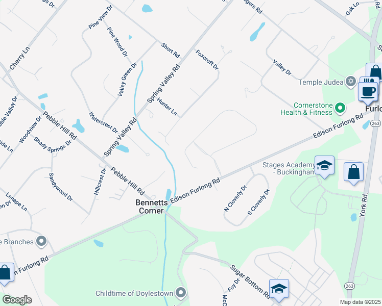 map of restaurants, bars, coffee shops, grocery stores, and more near 238 Saddle Drive in Furlong