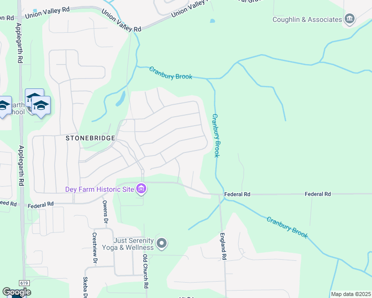 map of restaurants, bars, coffee shops, grocery stores, and more near 130 Cobblestone Boulevard in Monroe Township