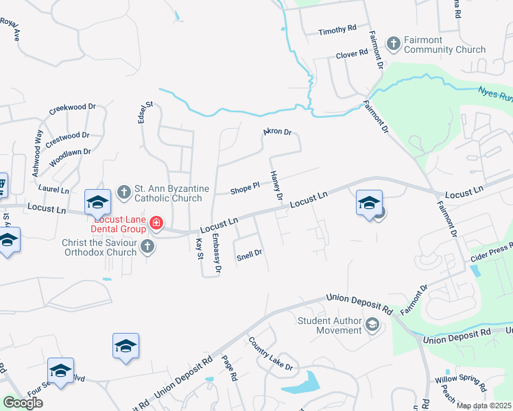map of restaurants, bars, coffee shops, grocery stores, and more near 5832 Locust Lane in Harrisburg