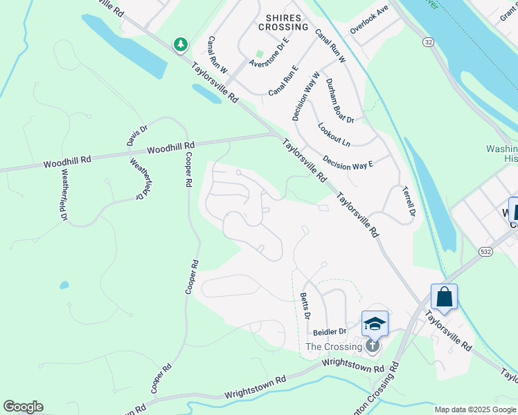 map of restaurants, bars, coffee shops, grocery stores, and more near 14 Dispatch Drive in Washington Crossing