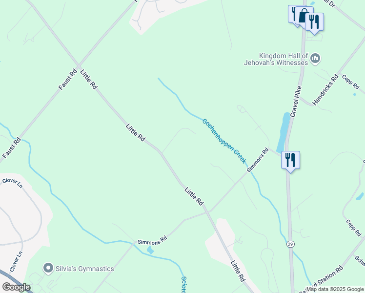 map of restaurants, bars, coffee shops, grocery stores, and more near 108 Alexander Drive in Perkiomenville