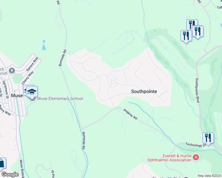 map of restaurants, bars, coffee shops, grocery stores, and more near 2012 Coldstream Drive in Canonsburg