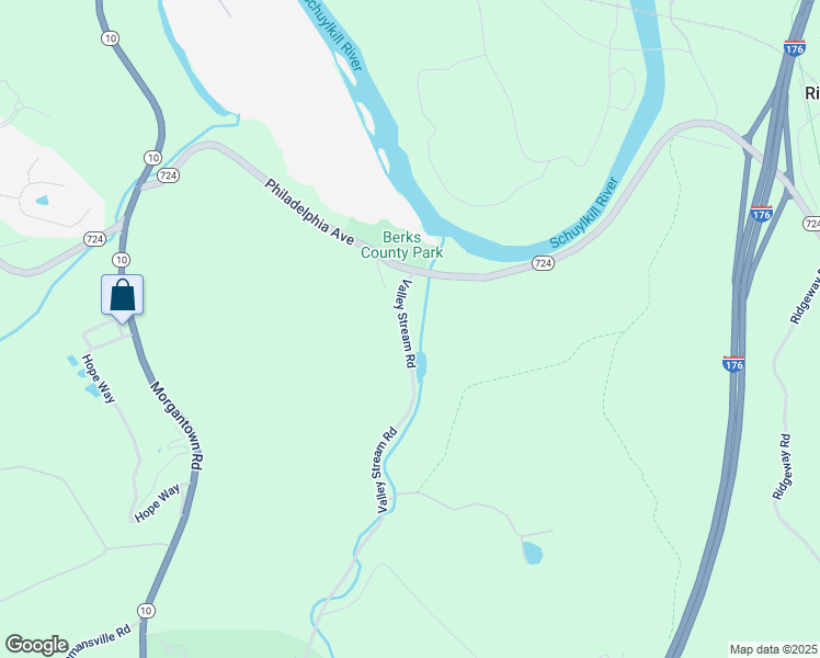 map of restaurants, bars, coffee shops, grocery stores, and more near 22 Valley Stream Road in Reading