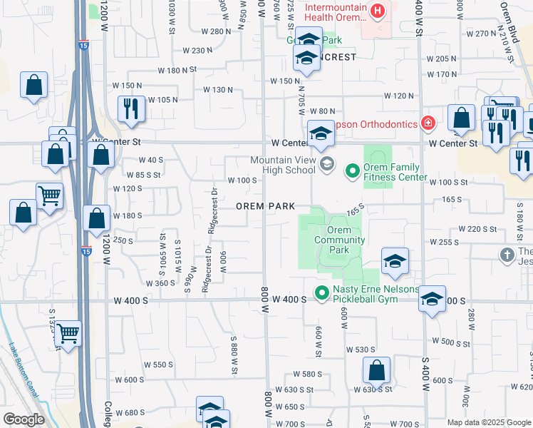 map of restaurants, bars, coffee shops, grocery stores, and more near 175 South 800 West Street in Orem